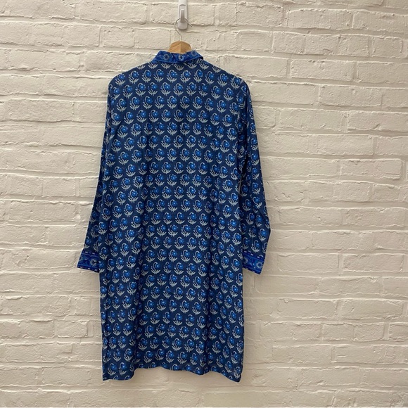 Bella Tu || Lara Block Print Shirtdress Dress Blue Floral Small NWT - Picture 5 of 8